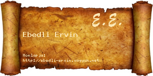 Ebedli Ervin névjegykártya